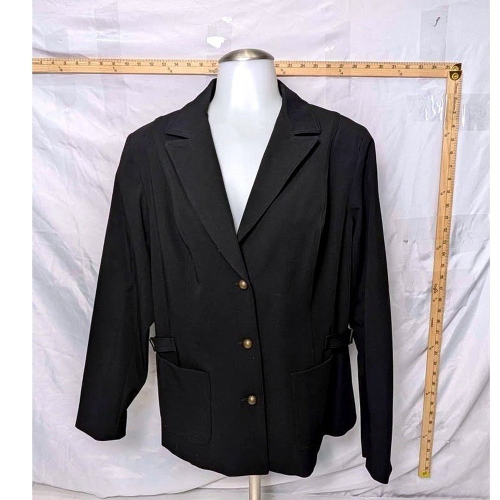 Estelle and Finn Black Cotton Blend 3-Button Blazer Jacket Style 1502 Women's 14